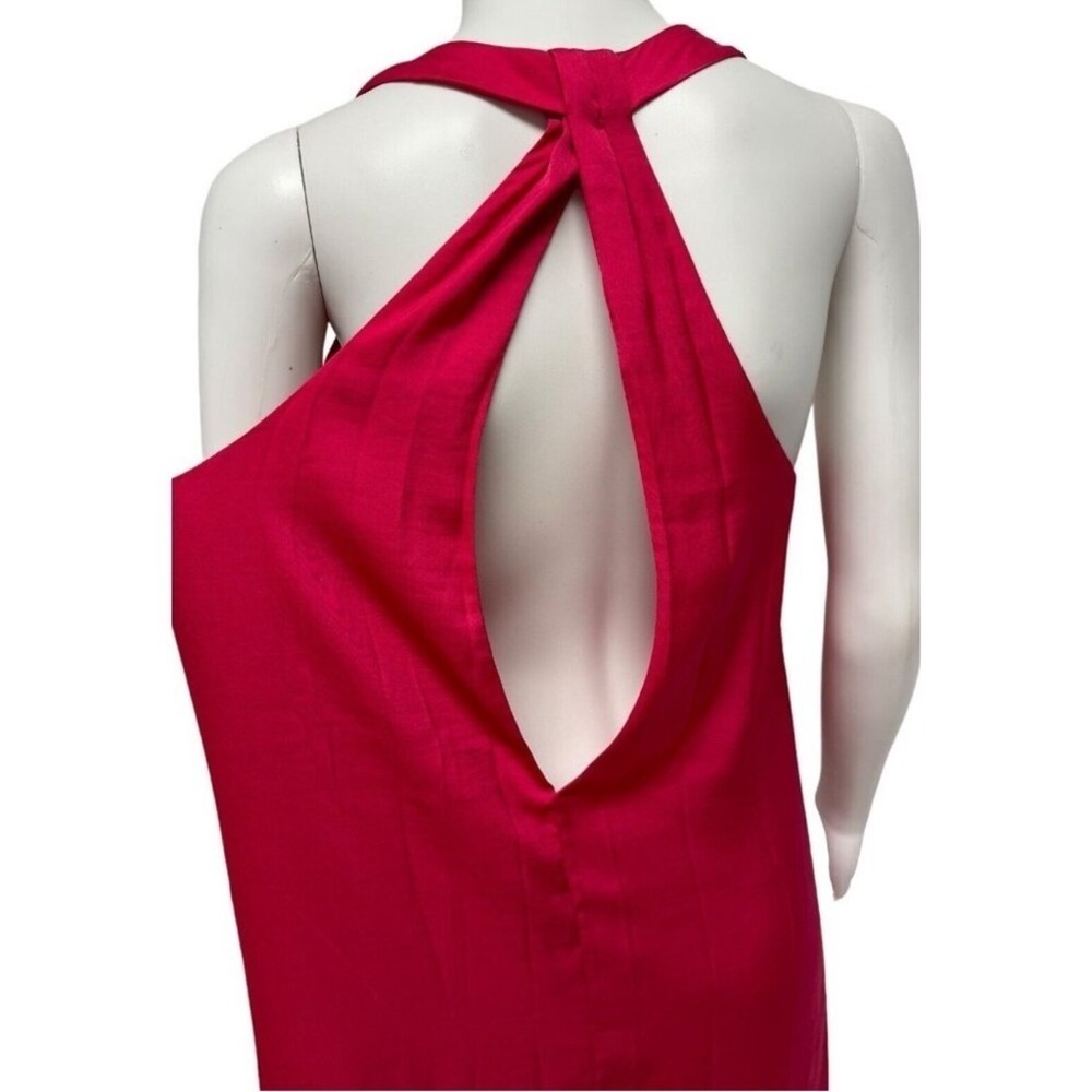 BCBG Max Azria Women’s Sleeveless Elegant Bright Pink Satin Maxi Dress - Picture 7 of 15